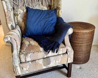 BE150Accent Chair And Rattan Storage Basket
