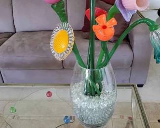 BE155Hand Blown Art Glass Flowers And More 