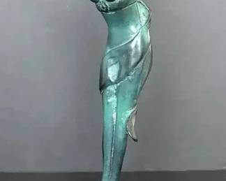 BE264VVintage Fairy Playing Lute Bronze Sculpture