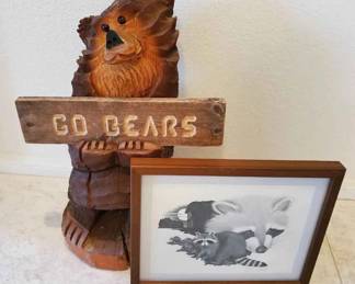 BE257Hand Carved Bear Statue And More