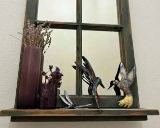 BE135Rustic Windowpane Mirror And More