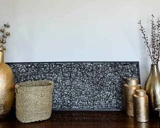 BE154Gold Toned Vases And Decor