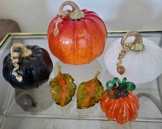 BE158Art Glass Pumpkin Sculptures 