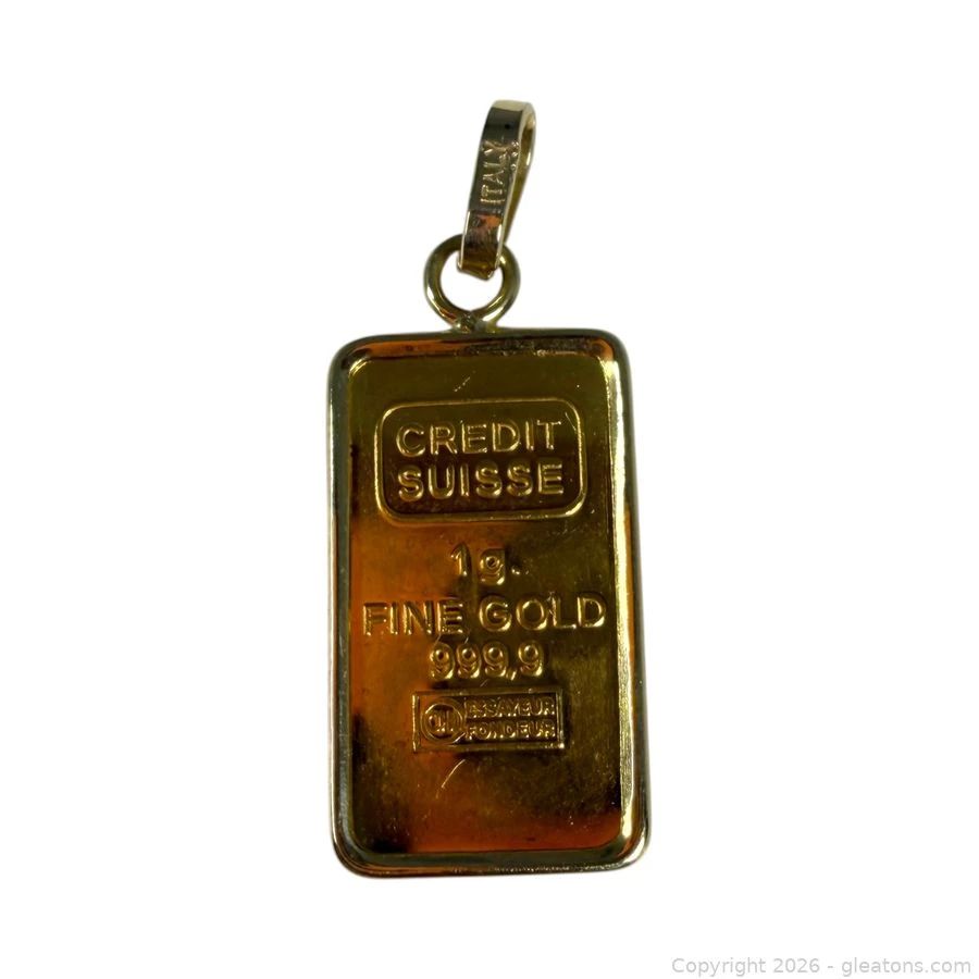 1 Gram pt999 Credit Suisse Gold Bar Pendant