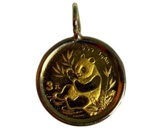 1 Gram pt999 Chinese Gold Panda Coin Pendant