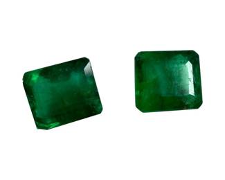 Pair 1pt2 CTTW Emerald Cut Genuine Emerald Gemstones