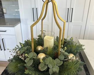 Lantern centerpiece with LED candle 23" t x 21" w; $24