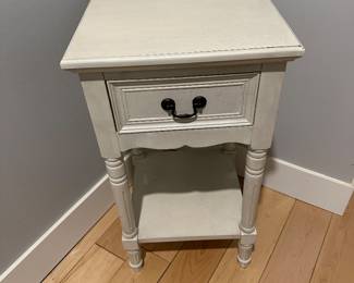 Cream accent table; 28.5" tall x 16" square; $50
