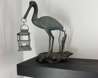 Metal pelican candle holder 17" t; $18