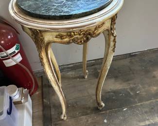 Marble topped accent wooden table; $40