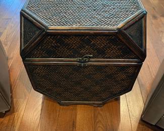 Wicker storage box 15.5" square x 17.5" t; $25