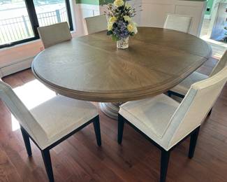 Frontgate Dolcetto 60"-80" extendable dining table with 8 linen chairs; $1250