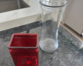 Glass vases; $1 ea.
