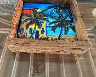 Lobster trap art napkin holder; $20
