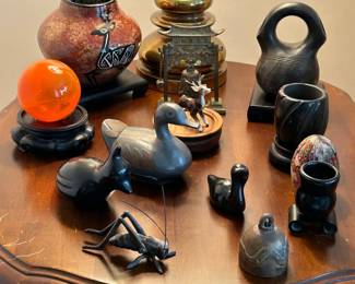 Assorted Antique Decor and Handmade Pieces