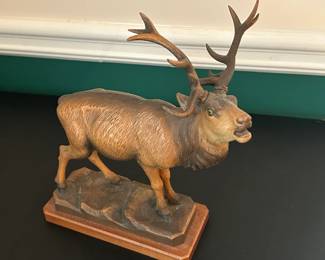 Black Forest Carved Stag Sculpture