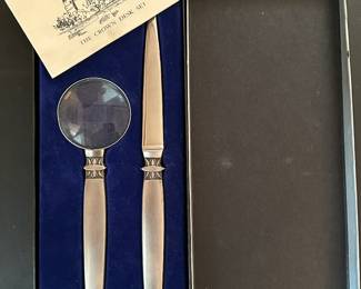 Vintage Crown Desk Magnifying Glass & Letter Opener