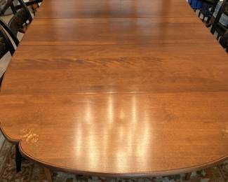 Vintage Hitchcock Drop Leaf Dining Table w/ Eight Chairs and Custom Table Pad