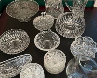 Assorted Glass and Crystal Serving Pieces