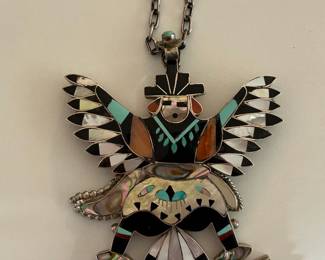Native American Navajo Silver Thunderbird by L.B. Chavez