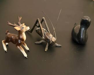 Assorted Animal Figuines - Deer, Cricket and Bird