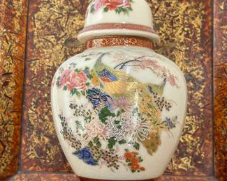 Japanese Satsuma Peacock Ginger Jar