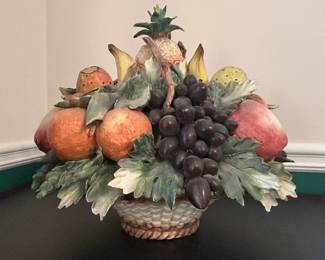 Vintage Majolica Fruit Basket Centerpiece