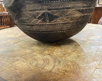 African Fulani Tuareg wooden bowl.  Hand carved tribal art.  