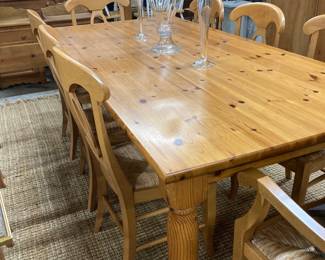 Pine dining table with chairs