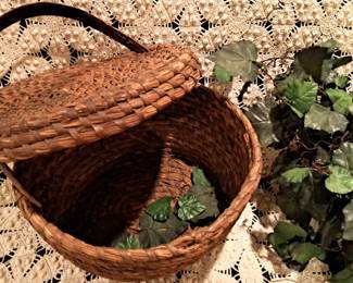 ANTIQUE BASKET PINE NEEDLE