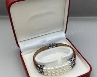 Sterling & leather bracelet