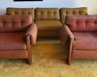 LU104MidCentury Modern Couch And Two Chairs