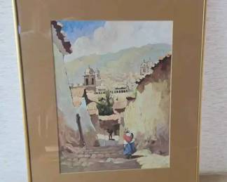 LU162Framed Original Painting From Peru