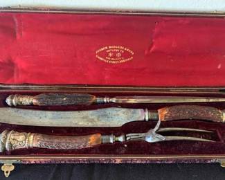 LU124VAntique Joseph Rogers ThreePiece Carving Set 