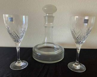 LU116VCrystal Decanter  Wine Glasses 