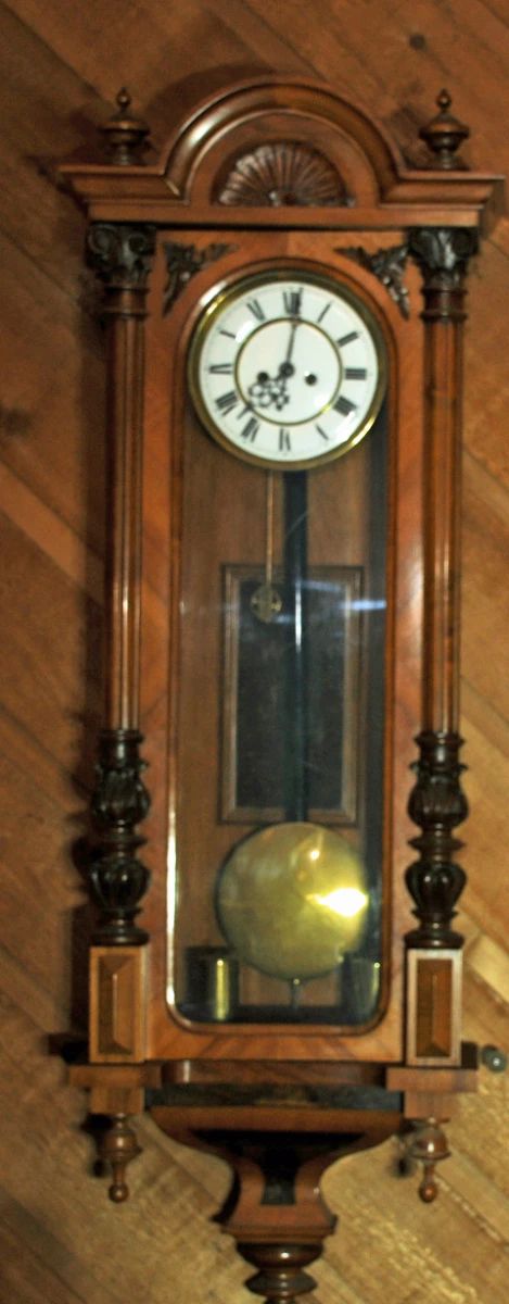 Antique Tall Vienna Regulator Wall Clock 
