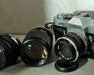Cannon FT Camera Body with 3 lenses 