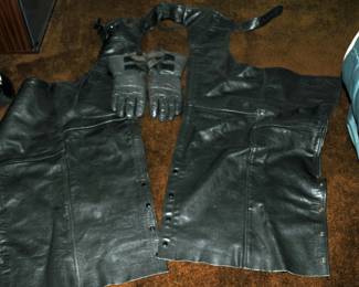 Set of Motorcycle Leather Chaps 
