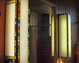 Pair of Bathroom Stain Glass Lamps