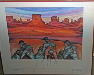 Vintage Framed Amado Pena Lithograph 