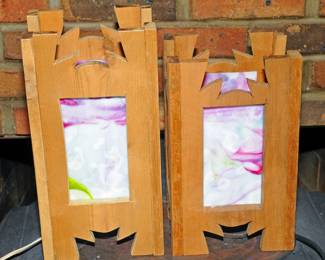 Handmaid Stain glass and Wood Lights