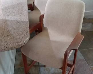 Set of three bar stools with arms