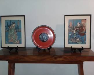 Woodblock prints, Oriental charger