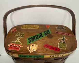 Vintage Caro Nan Hand-Painted Travel Basket