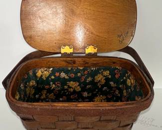 Vintage Caro Nan Hand-Painted Floral Picnic Basket Purse