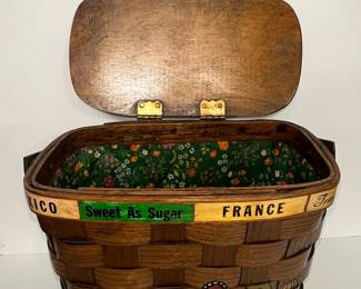 Vintage Caro Nan Hand-Painted Travel Basket
