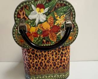 Vintage Vanity Case with Leopard Print and Floral Accents