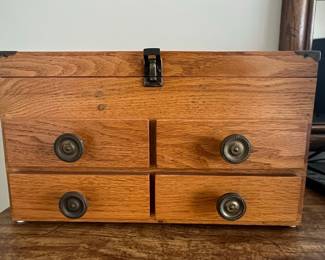 Vintage Oak Machinist's Tool Chest with Drawers