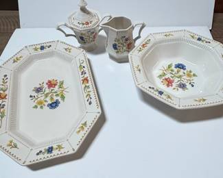 Nikko "Classic Collection" Octagonal Serving Bowl and Platter with Sugar Bowl and Creamer Set