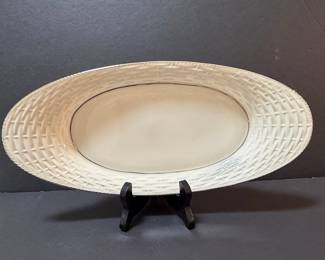 Lenox Wicker Basket Oval Serving Platter with Silver Rim
